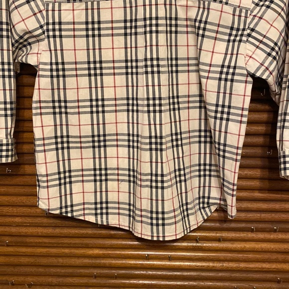 Burberry Vintage Check Long Sleeve Button Down Shirt 3 Kids Cream Plaid - Picture 9 of 11